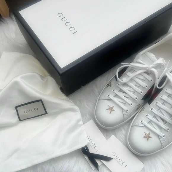 🆕 💯%Auth Gucci Sneakers Ace Embroidered Gucci 10 / US 11 - Picture 9 of 13